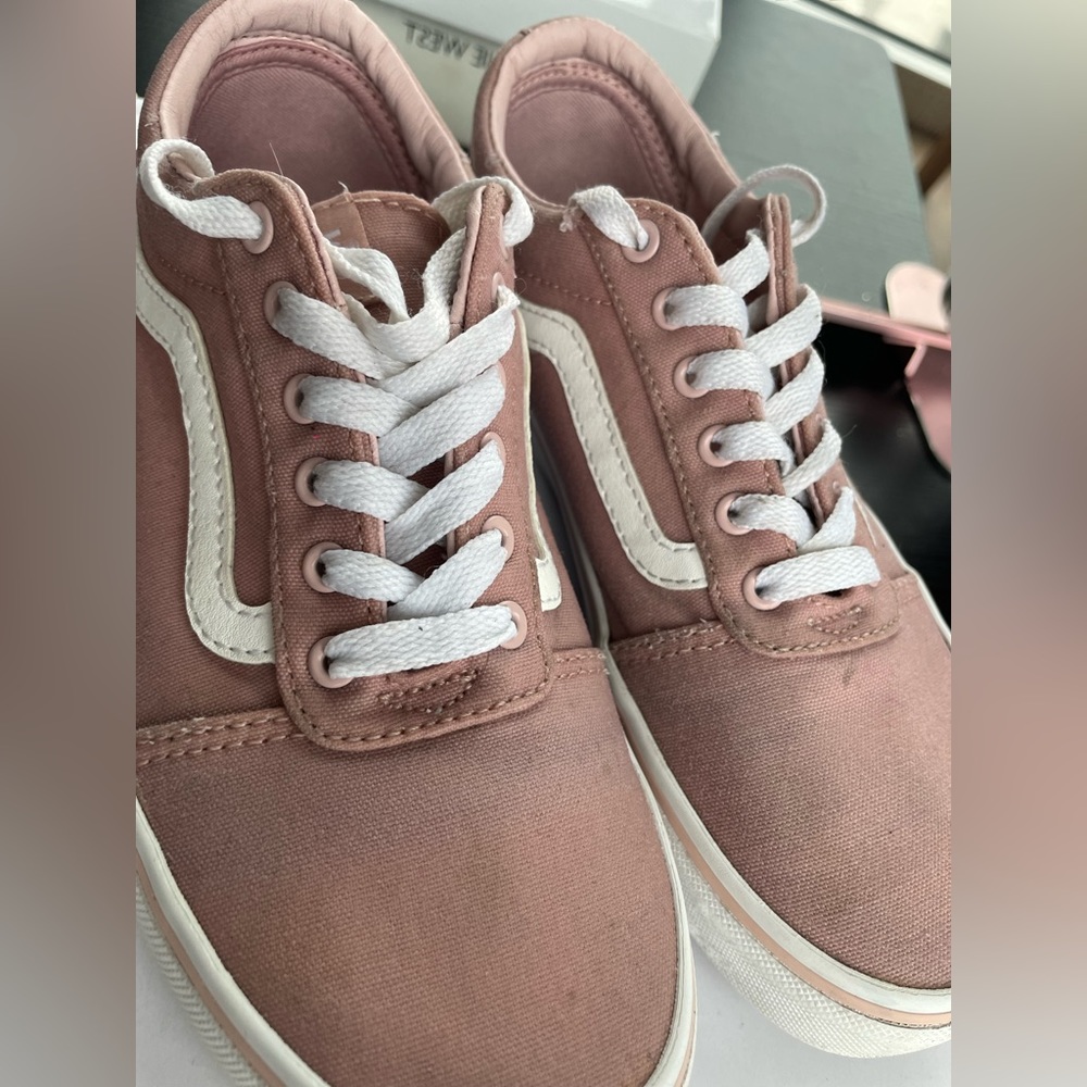 Vans Old Skool Canvas Low Cut Light Baby Pink and White Sneakers - Picture 3 of 11